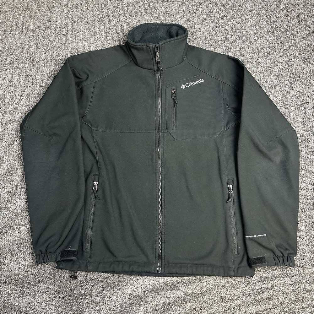 Columbia  Black Softshell Omni-Shield Full Zip Jacket Mens Medium Outdoor WM6645